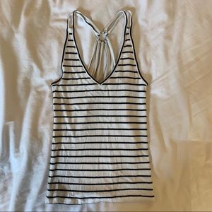 American Eagle Black and White Striped Halter Tank